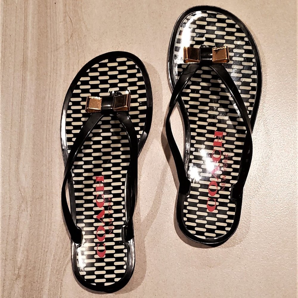 Coach Black and Gold Sandals